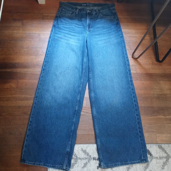 OLD NAVY mid rise baggy wide leg jeans in myrtle (10 tall) - Picture 1 of 14